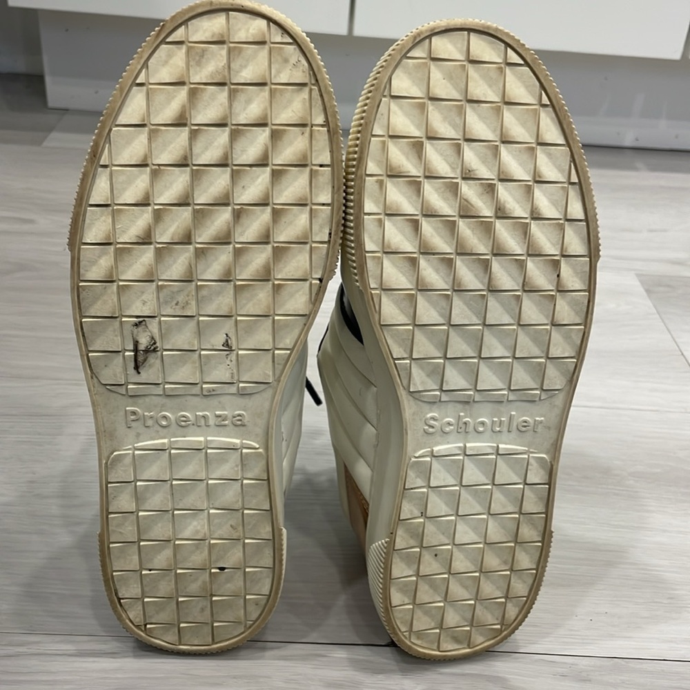 Proenza Schouler Black, Cream & Rose Gold Metallic Sneakers Size 36 - Picture 14 of 16